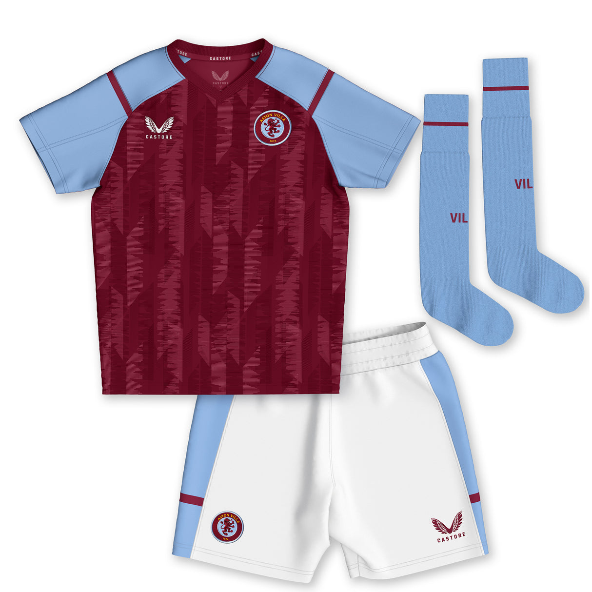 Aston Villa Castore Home Infant Kit 2023-24 with Diaby 19 printing - Kit Captain