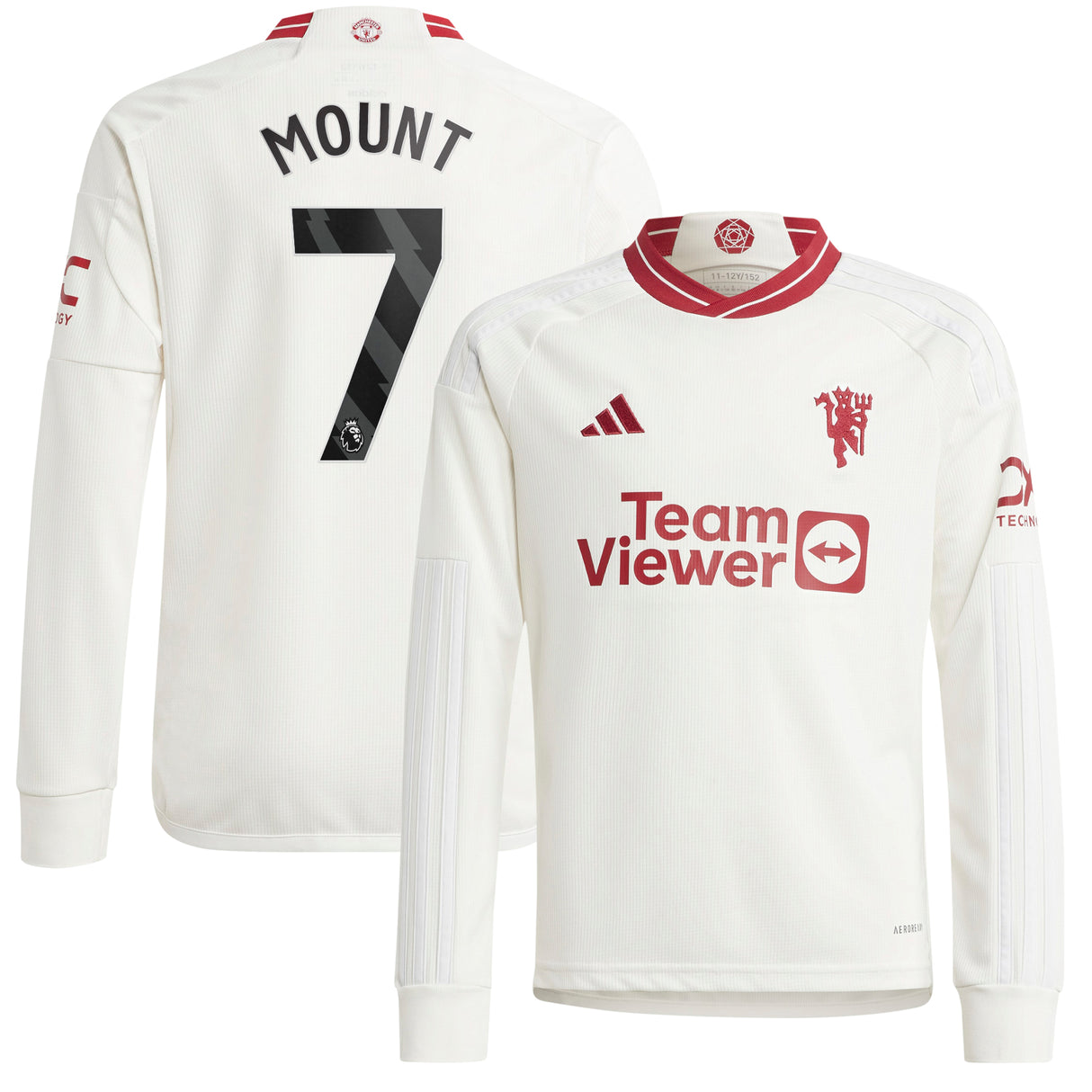 Manchester United EPL adidas Third Shirt 2023-24 - Kids - Long Sleeve -  With Mount 7 Printing - Kit Captain