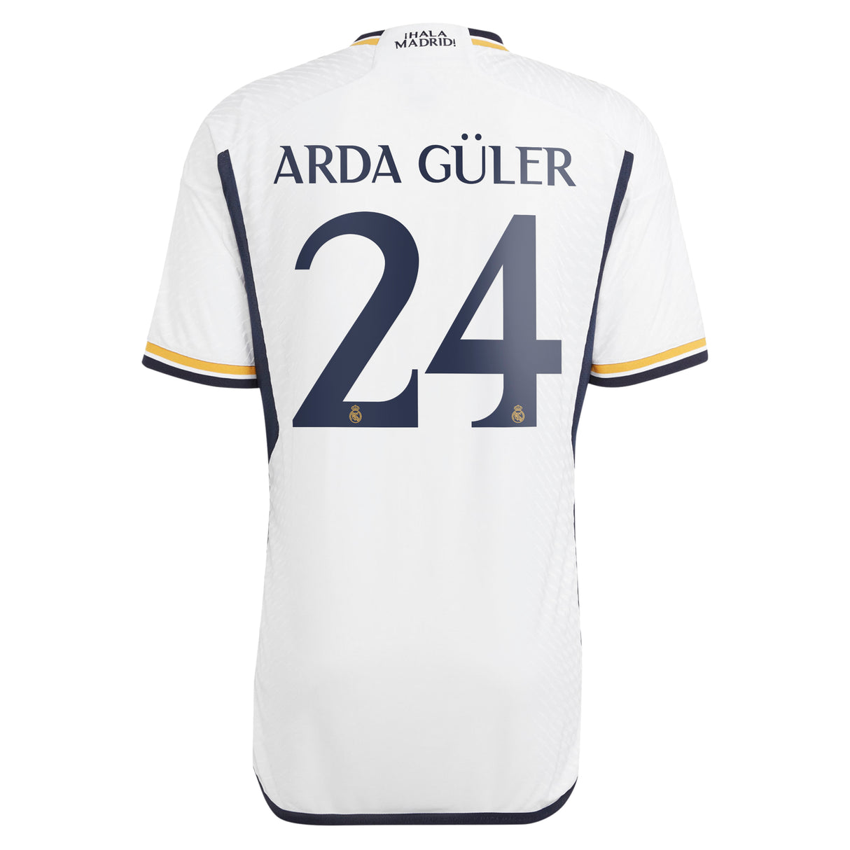 Real Madrid adidas Home Authentic Shirt 2023-24 with Arda Güler 24 printing - Kit Captain