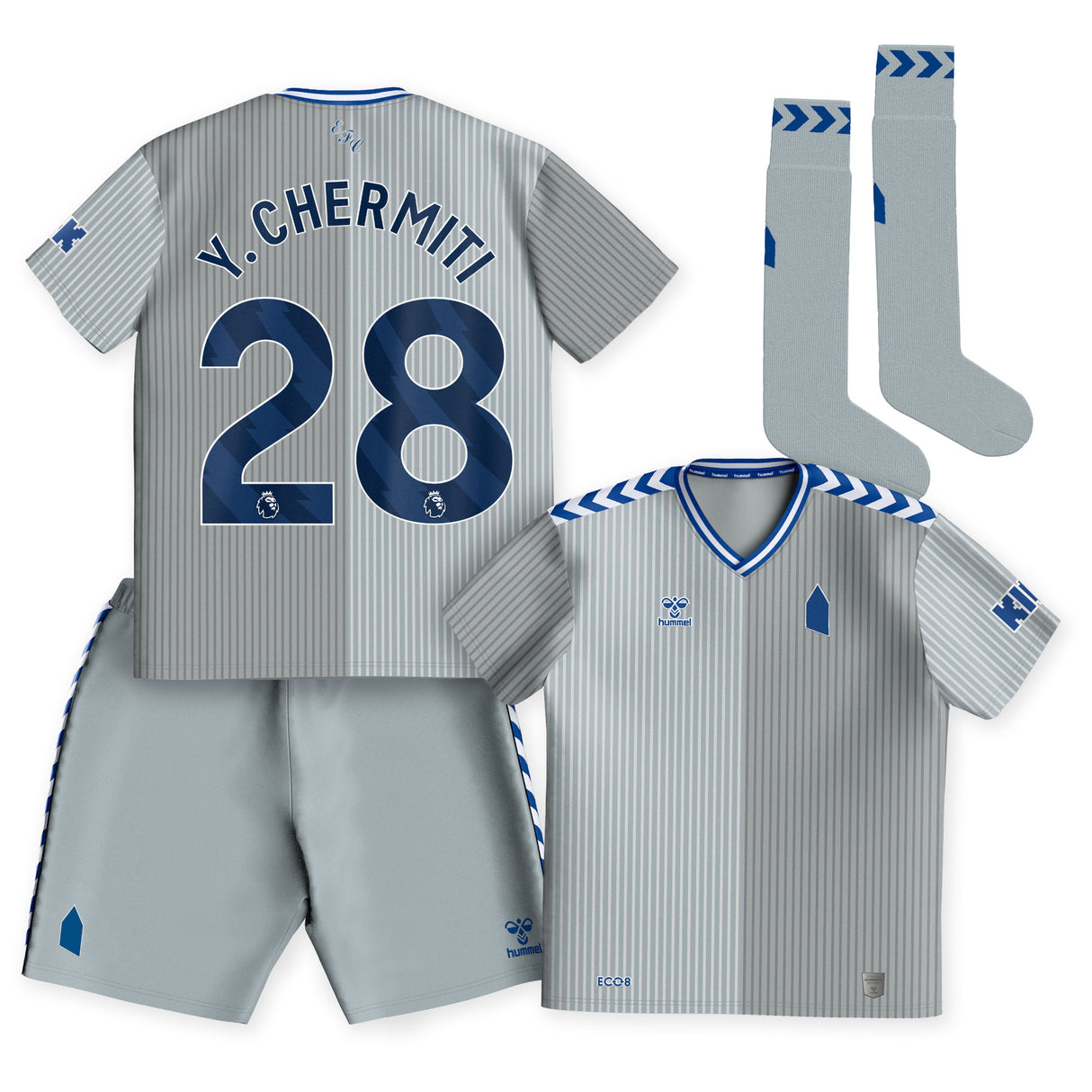 Everton Hummel Third Infant Kit 2023-24 with - Y.Chermiti 28 printing - Kit Captain