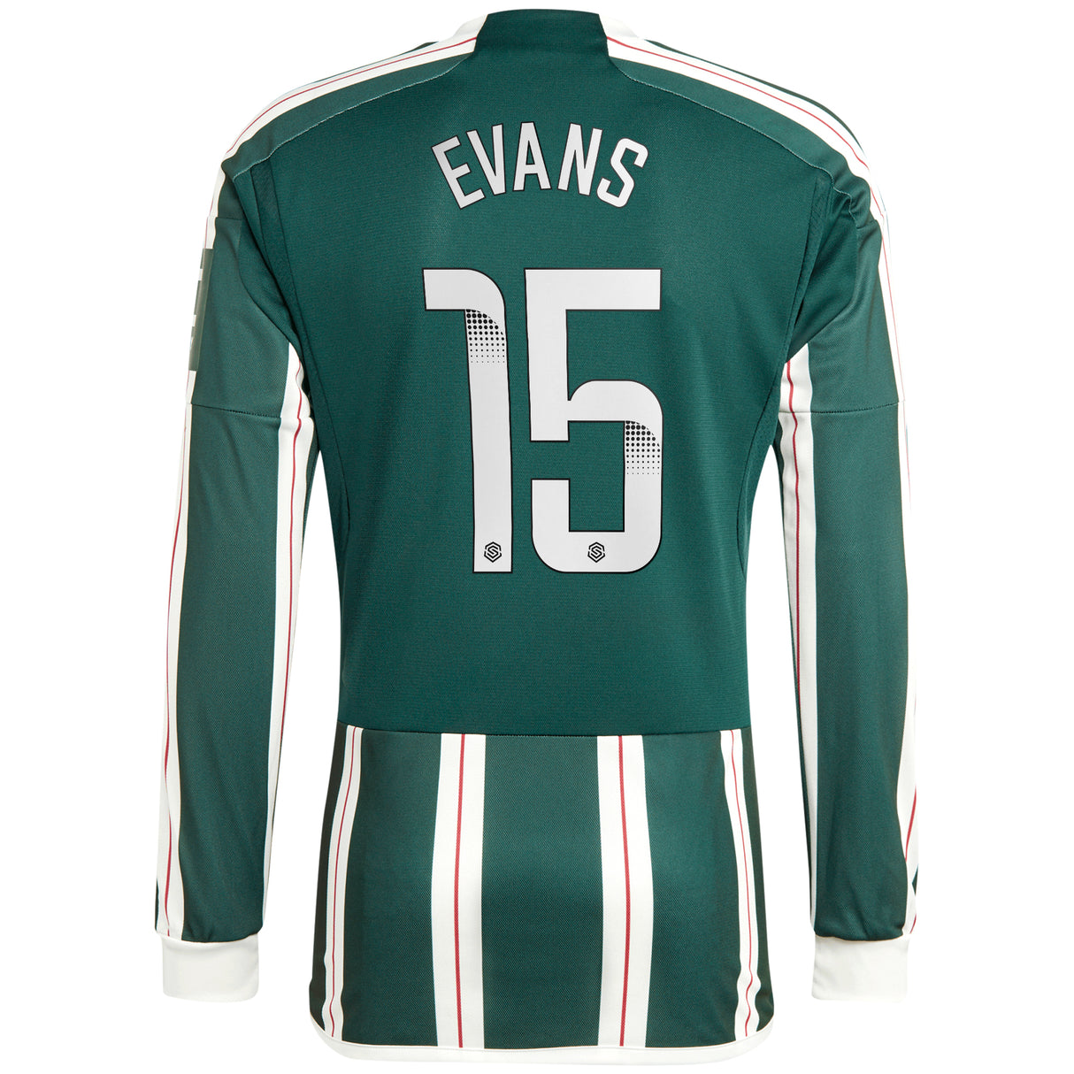 Manchester United WSL adidas Away Shirt 2023-24 - Long Sleeve - With Evans 15 Printing - Kit Captain