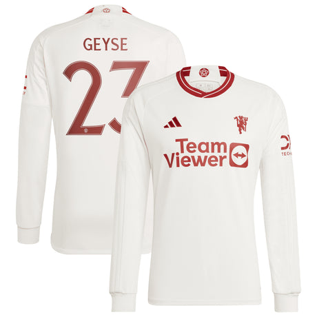 Manchester United WSL adidas Third Shirt 2023-24 - Long Sleeve - With Geyse 23 Printing - Kit Captain