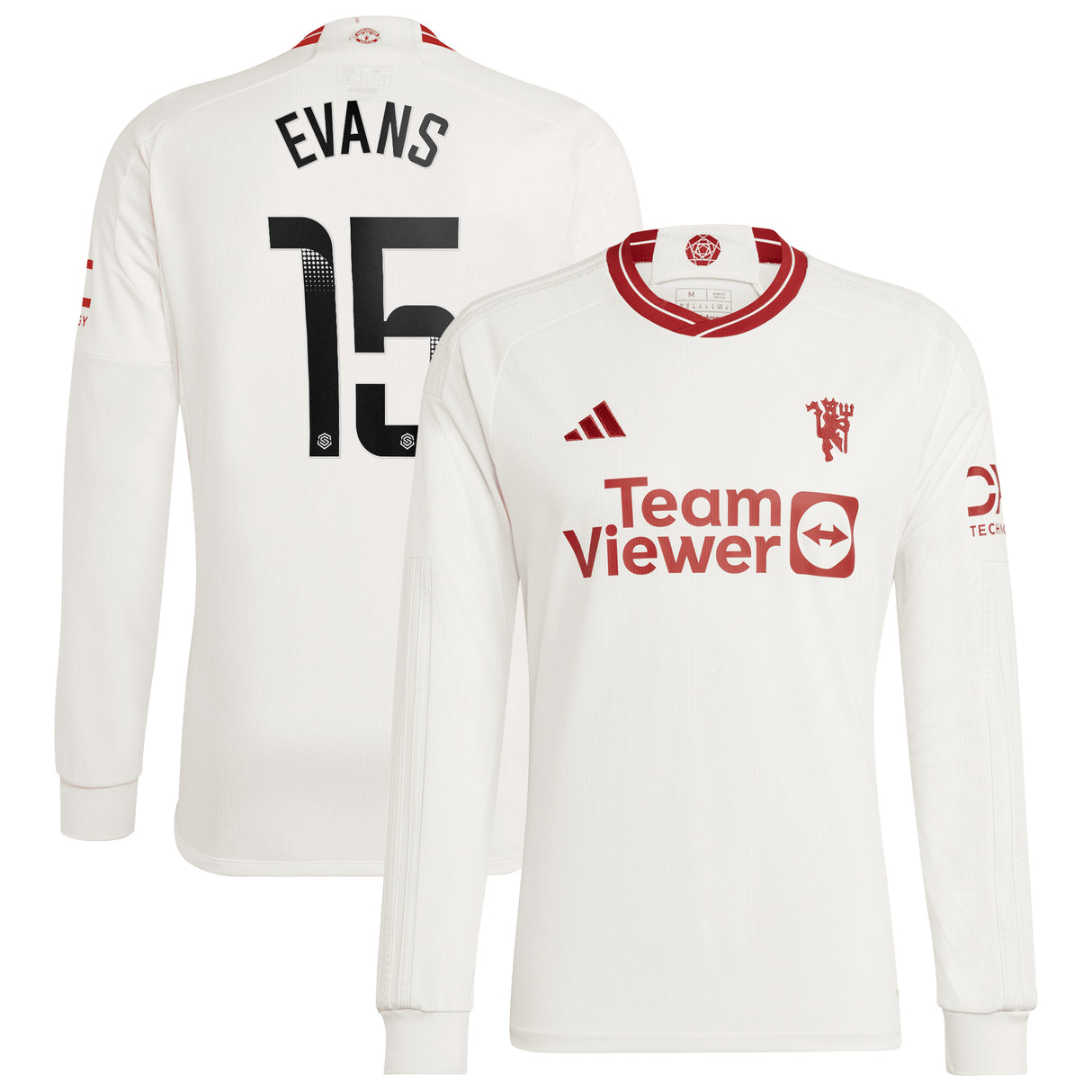 Manchester United WSL adidas Third Shirt 2023-24 - Long Sleeve - With Evans 15 Printing - Kit Captain