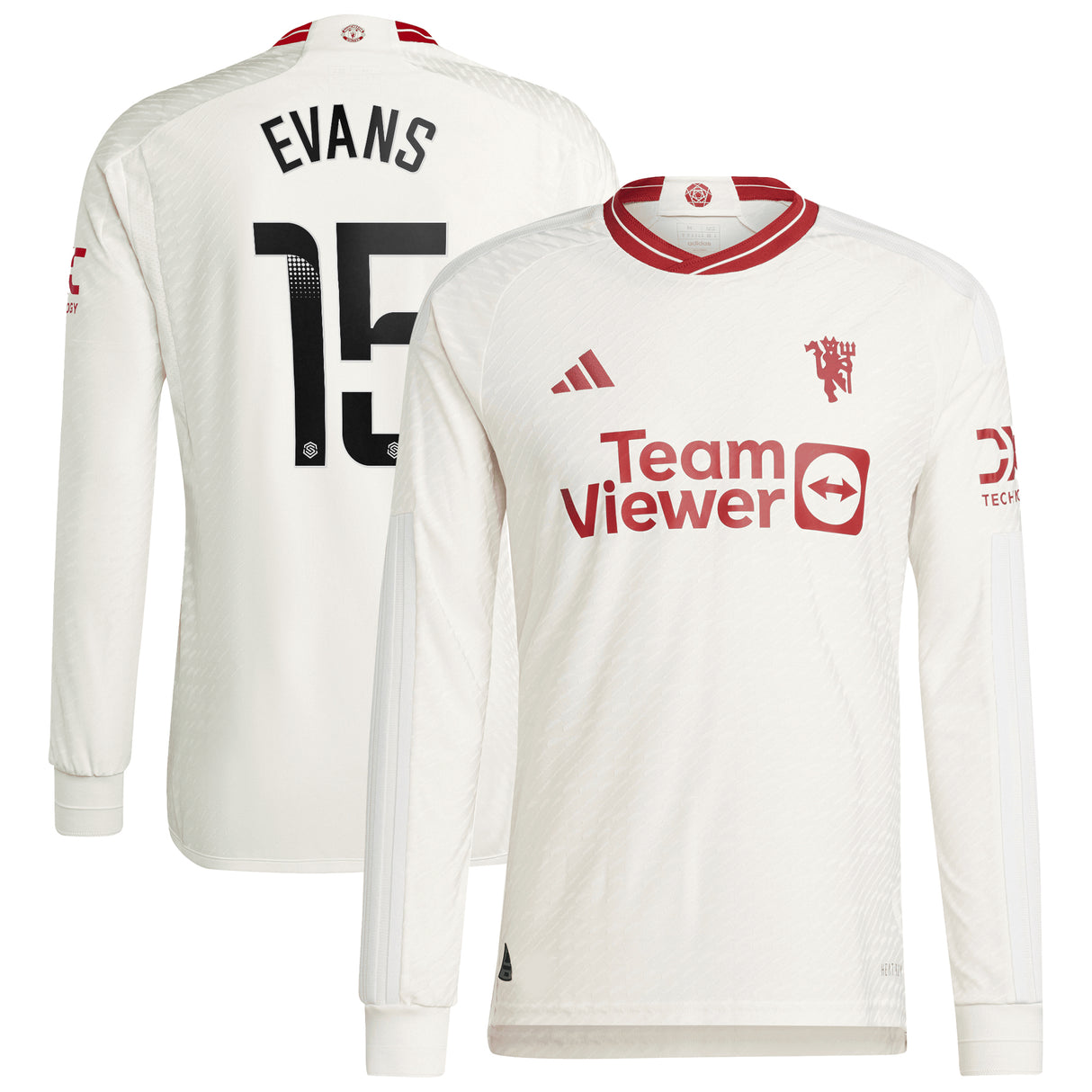 Manchester United WSL adidas Third Authentic Shirt 2023-24 - Long Sleeve - With Evans 15 Printing - Kit Captain