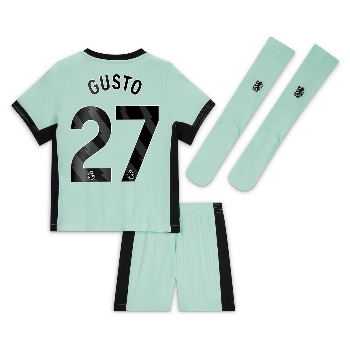 Chelsea Third Stadium Kit 2023-24 - Little Kids with Gusto 27 printing - Kit Captain