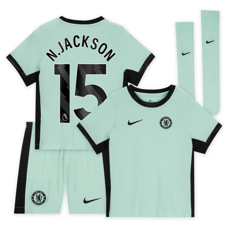 Chelsea Third Stadium Kit 2023-24 - Little Kids with N.Jackson 15 printing - Kit Captain