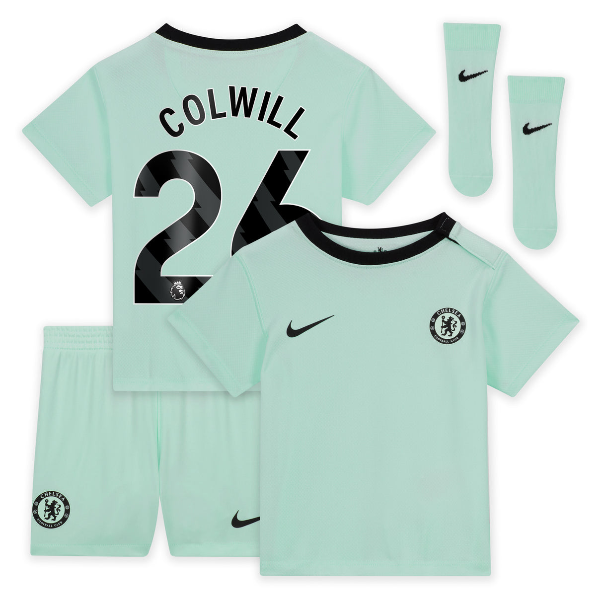 Chelsea Third Stadium Kit 2023-24 - Infants with Colwill 26 printing - Kit Captain