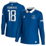 Everton WSL Hummel Home Shirt 2023-24 - Long Sleeve - Kids - With Piemonte 18 Printing - Kit Captain