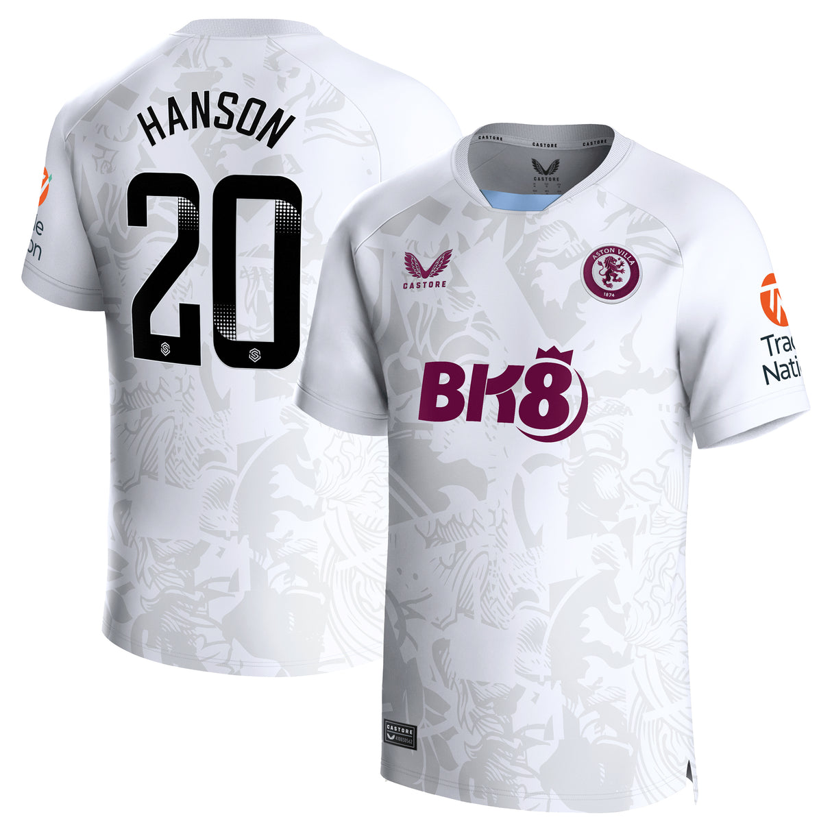 Aston Villa WSL Castore Away Shirt 2023-24 with Hanson 20 printing - Kit Captain