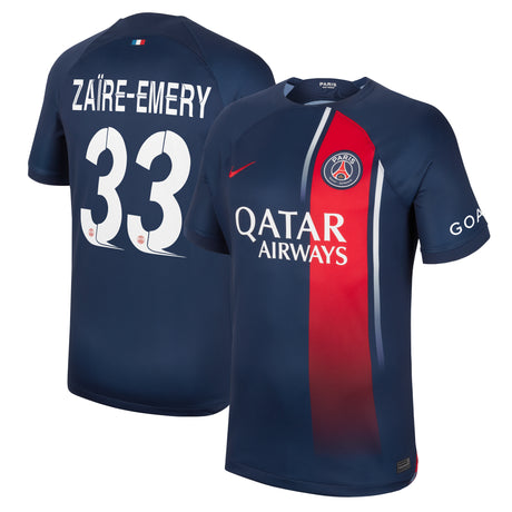 PSG Home Stadium Shirt 2023-24 with Champions League printing Zaïre-Emery 33 - Kit Captain