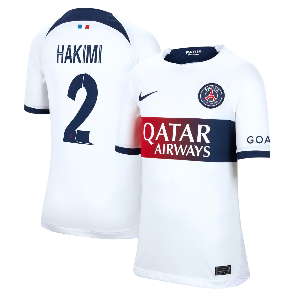 Paris Saint-Germain Nike Away Stadium Shirt 2023-24 - Kids with Champions League printing Hakimi 2 - Kit Captain