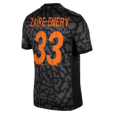 PSG x Jordan Third Stadium Shirt 2023-24 with Champions League printing Zaïre-Emery 33 - Kit Captain