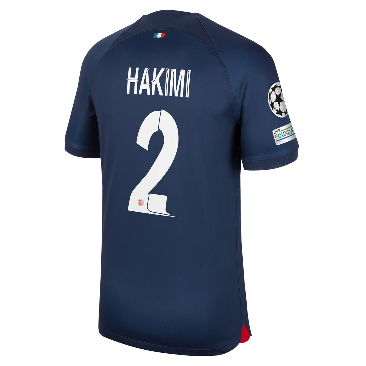 PSG Nike Home Stadium Shirt 2023-24 with Hakimi 2 and Champions League printing and badges - Kit Captain