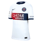 PSG Nike Away Stadium Shirt 2023-24 - Kids with N.Mendes 25 and Champions League printing and badges - Kit Captain