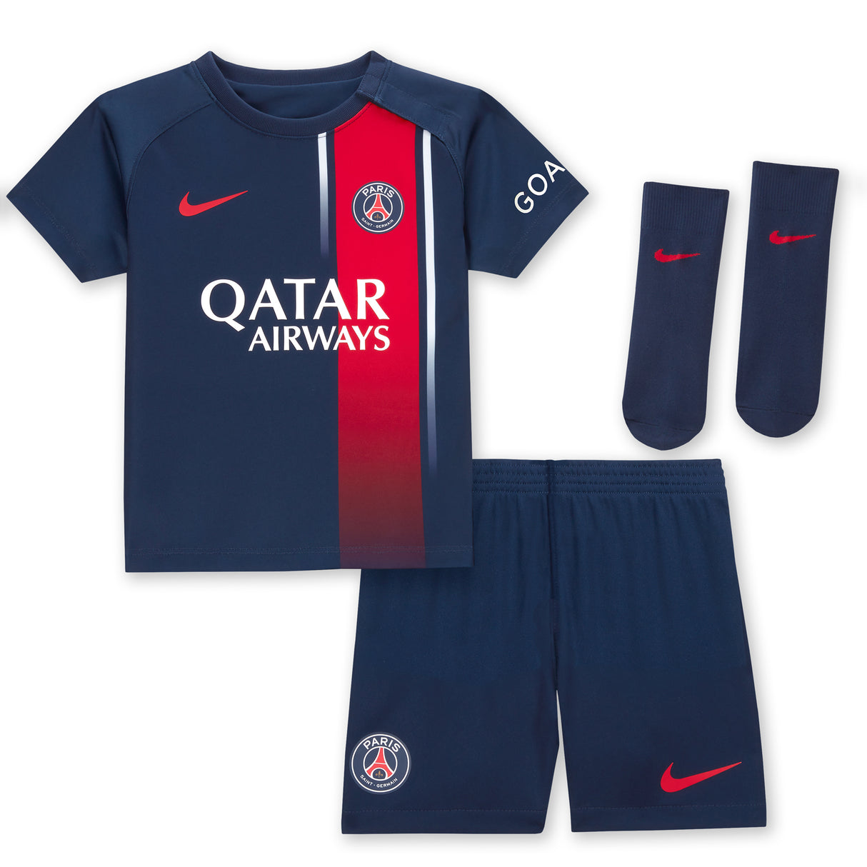 Paris Saint-Germain Nike Home Stadium Kit 2023-24 - Infant with Barcola 29 printing - Kit Captain