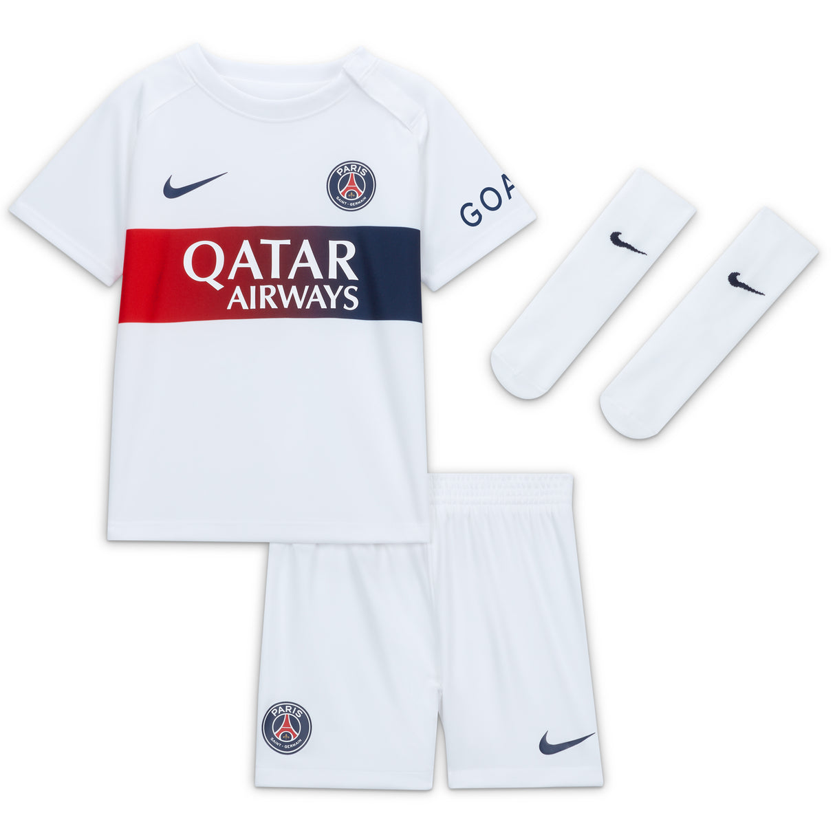 Paris Saint-Germain Nike Away Stadium Kit 2023-24 - Infant with Barcola 29 printing - Kit Captain