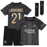 PSG x Jordan Third Stadium Kit 2023-24 - Infant with L.Hernández 21 printing - Kit Captain
