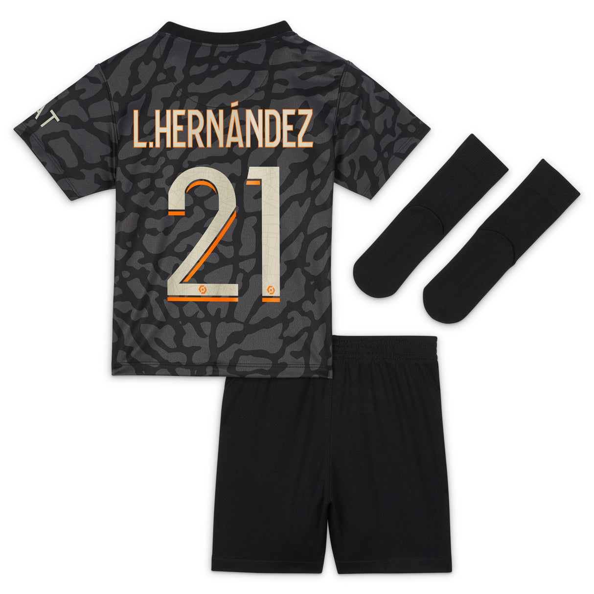 PSG x Jordan Third Stadium Kit 2023-24 - Infant with L.Hernández 21 printing - Kit Captain