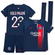 Paris Saint-Germain Nike Home Stadium Kit 2023-24 - Little Kids with Kolo Muani 23 printing - Kit Captain