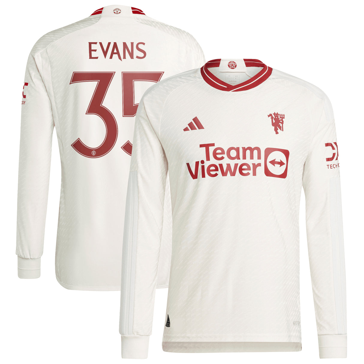 Manchester United Cup Third Authentic Shirt 2023-24 - Long sleeve with Evans 35 printing - Kit Captain