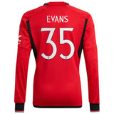 Manchester United Cup Home Shirt 2023-24 - Kids - Long Sleeve with Evans 35 printing - Kit Captain