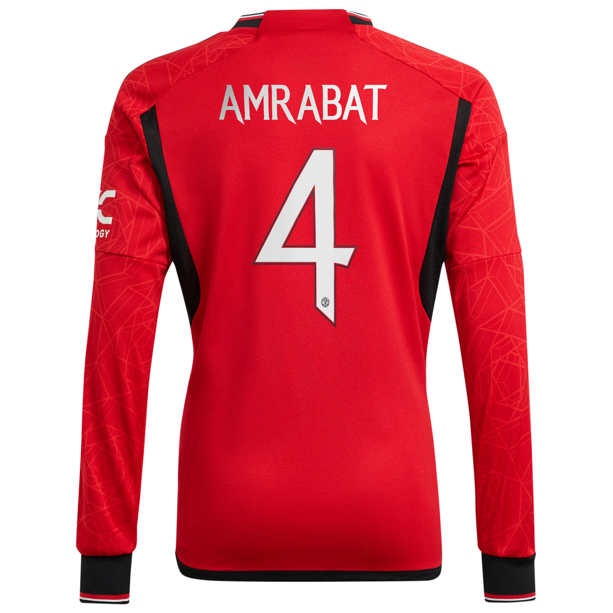 Manchester United Cup Home Shirt 2023-24 - Kids - Long Sleeve with Amrabat 4 printing - Kit Captain