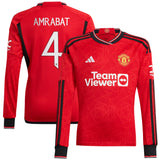 Manchester United Cup Home Shirt 2023-24 - Kids - Long Sleeve with Amrabat 4 printing - Kit Captain