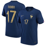 France Home Stadium Shirt 2022 with Todibo 17 printing - Kit Captain