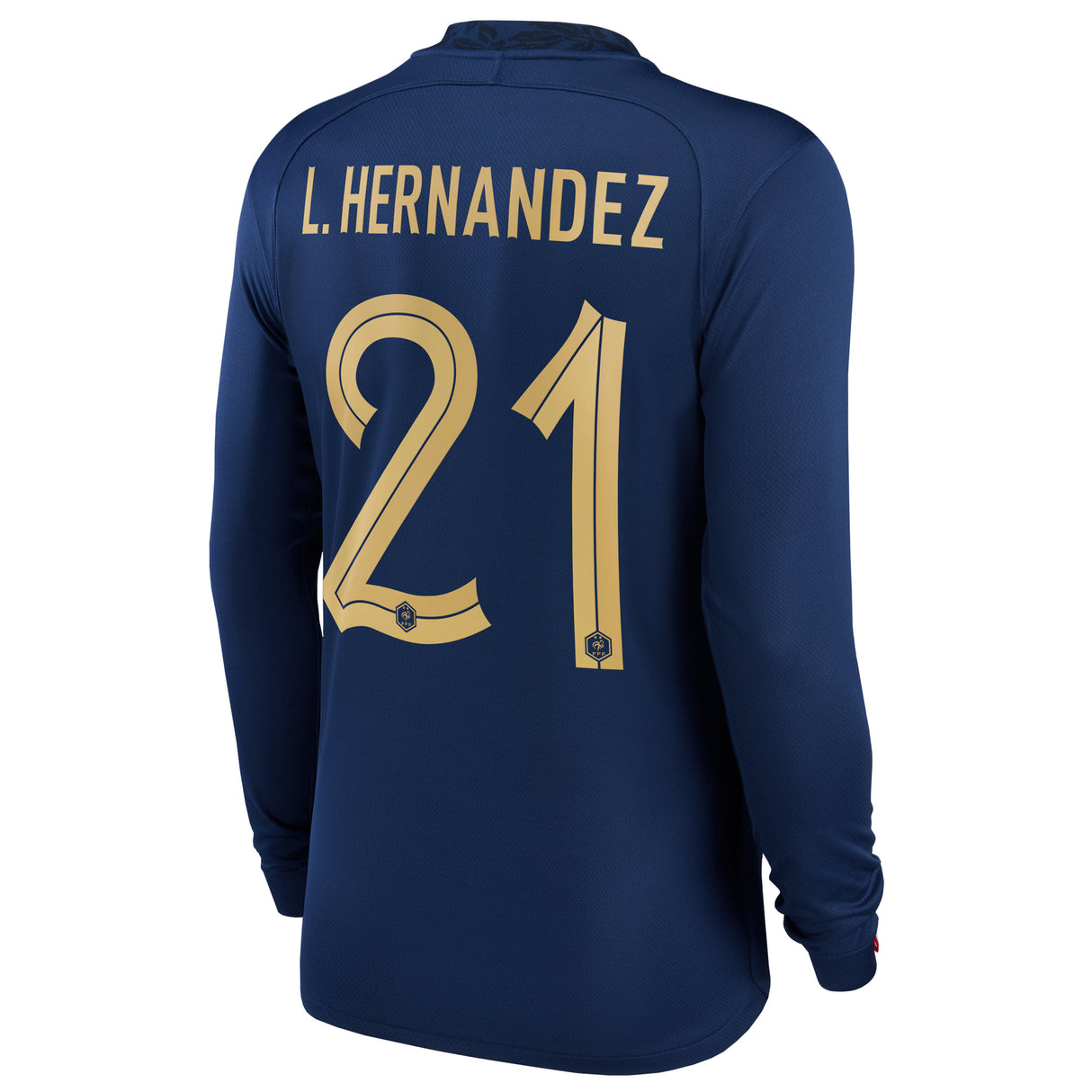 France Home Stadium Shirt Long Sleeve 2022 - Kids with L.Hernandez 21 printing - Kit Captain