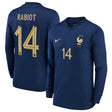 France Home Stadium Shirt Long Sleeve 2022 - Kids with Rabiot 14 printing - Kit Captain