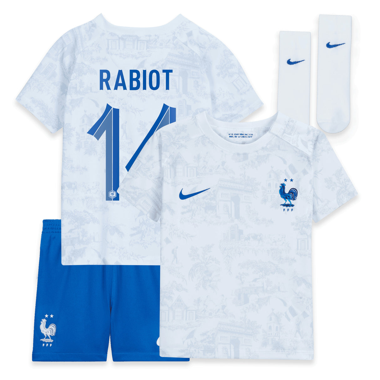 France Away Stadium Kit 2022 - Infant with Rabiot 14 printing - Kit Captain