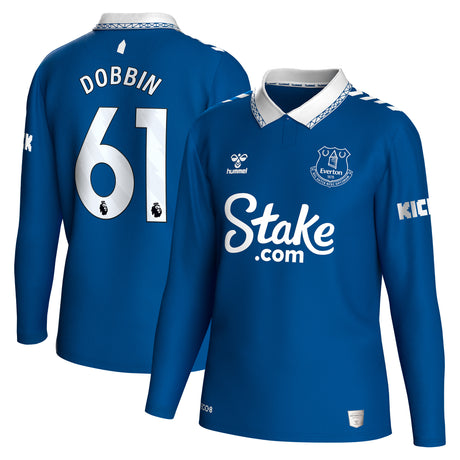 Everton Hummel Home Shirt 2023-24 - Long Sleeve with Dobbin 61 printing - Kit Captain