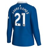 Everton Hummel Home Shirt 2023-24 - Long Sleeve with Andre Gomes 21 printing - Kit Captain