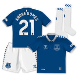 Everton Hummel Home Infant Kit 2023-24 with Andre Gomes 21 printing - Kit Captain