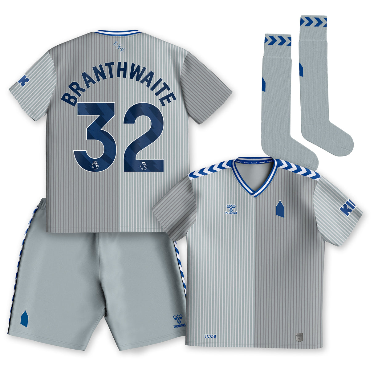 Everton Hummel Third Infant Kit 2023-24 with Branthwaite 32 printing - Kit Captain