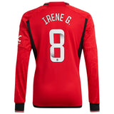 Manchester United WSL adidas Home Shirt 2023-24 - Long Sleeve - With Irene G. 8 Printing - Kit Captain