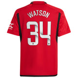 Manchester United WSL adidas Home Shirt 2023-24 - Kids - With Watson 34 Printing - Kit Captain