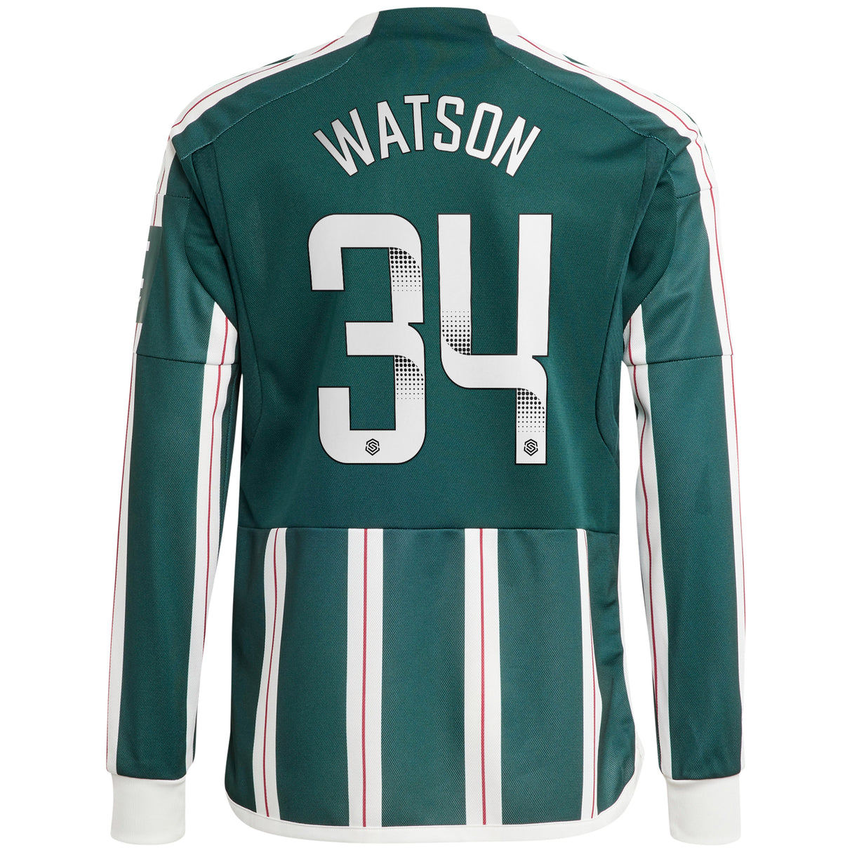 Manchester United WSL adidas Away Shirt 2023-24 - Kids - Long Sleeve - With Watson 34 Printing - Kit Captain