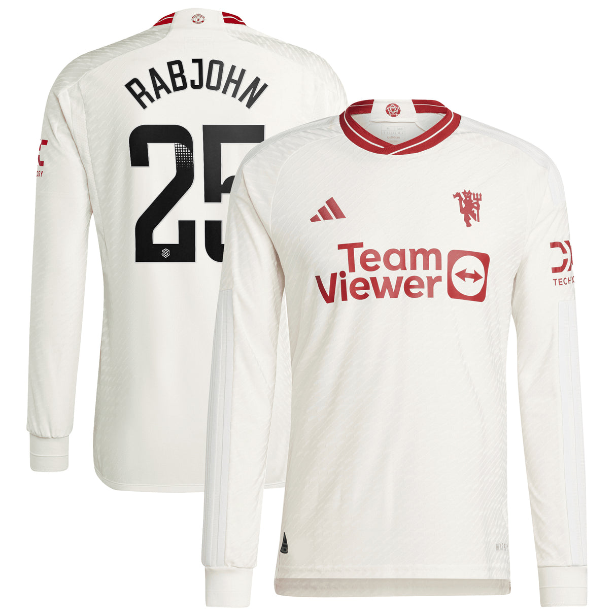 Manchester United WSL adidas Third Authentic Shirt 2023-24 - Long Sleeve - With Rabjohn 25 Printing - Kit Captain