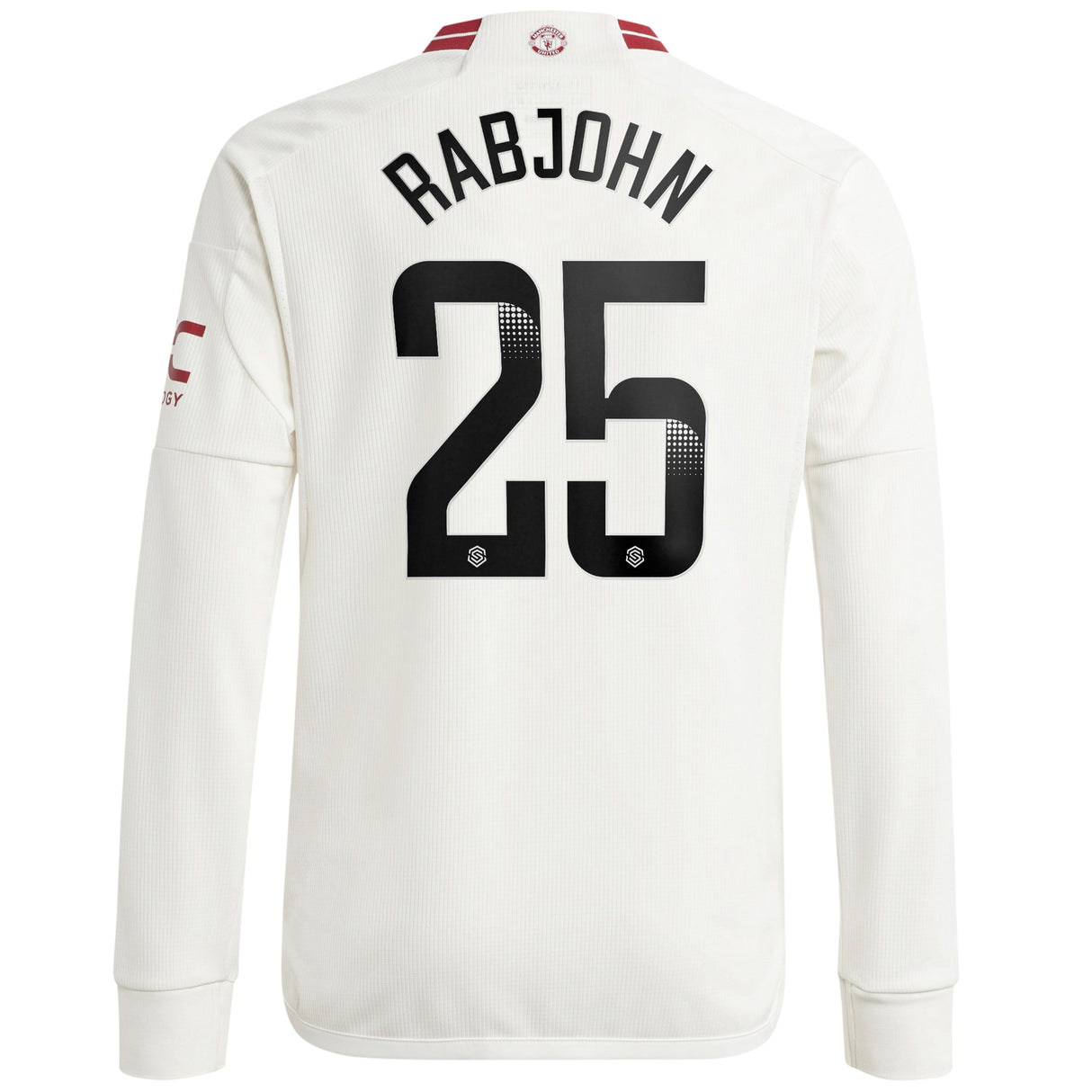 Manchester United WSL adidas Third Shirt 2023-24 - Kids - Long Sleeve - With Rabjohn 25 Printing - Kit Captain