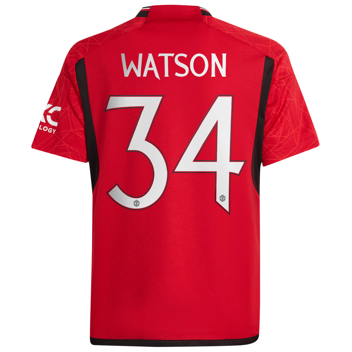 Manchester United Cup adidas Home Shirt 2023-24 - Kids - With Watson 34 Printing - Kit Captain