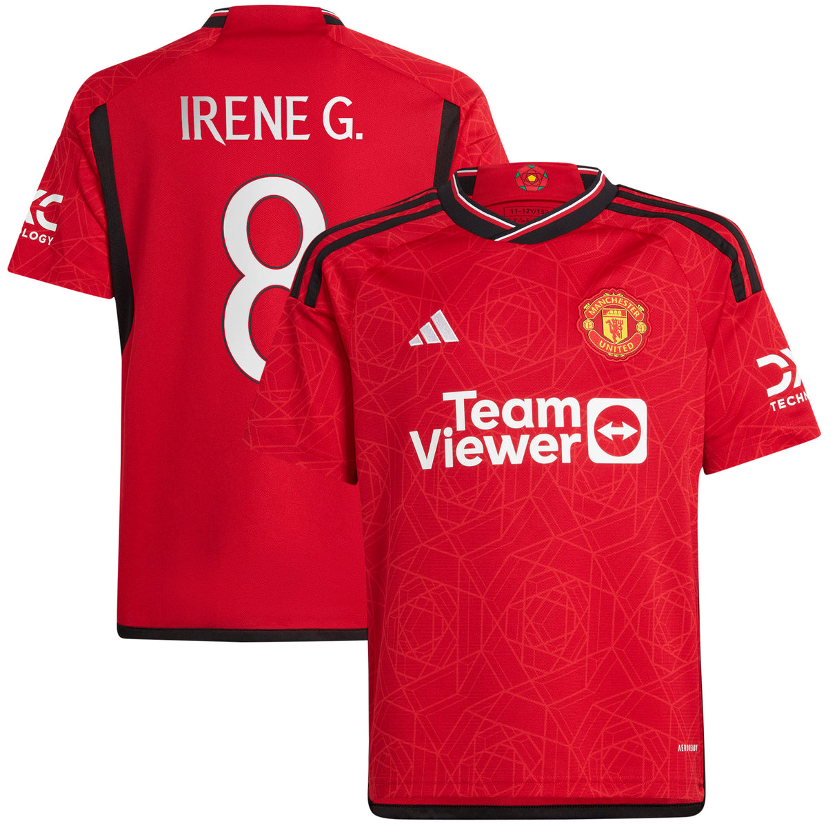 Manchester United Cup adidas Home Shirt 2023-24 - Kids - With Irene G. 8 Printing - Kit Captain