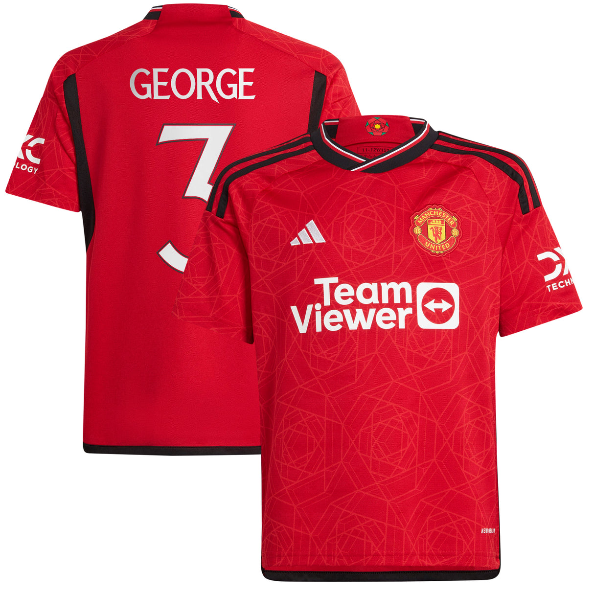 Manchester United Cup adidas Home Shirt 2023-24 - Kids - With George 3 Printing - Kit Captain