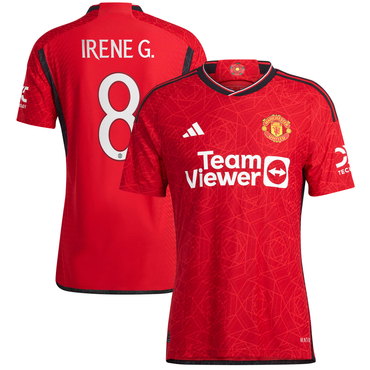 Manchester United Cup adidas Home Authentic Shirt 2023-24 - With Irene G. 8 Printing - Kit Captain