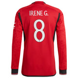 Manchester United Cup adidas Home Authentic Shirt 2023-24 - Long Sleeve - With Irene G. 8 Printing - Kit Captain