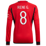 Manchester United Cup adidas Home Shirt 2023-24 - Long Sleeve - With Irene G. 8 Printing - Kit Captain