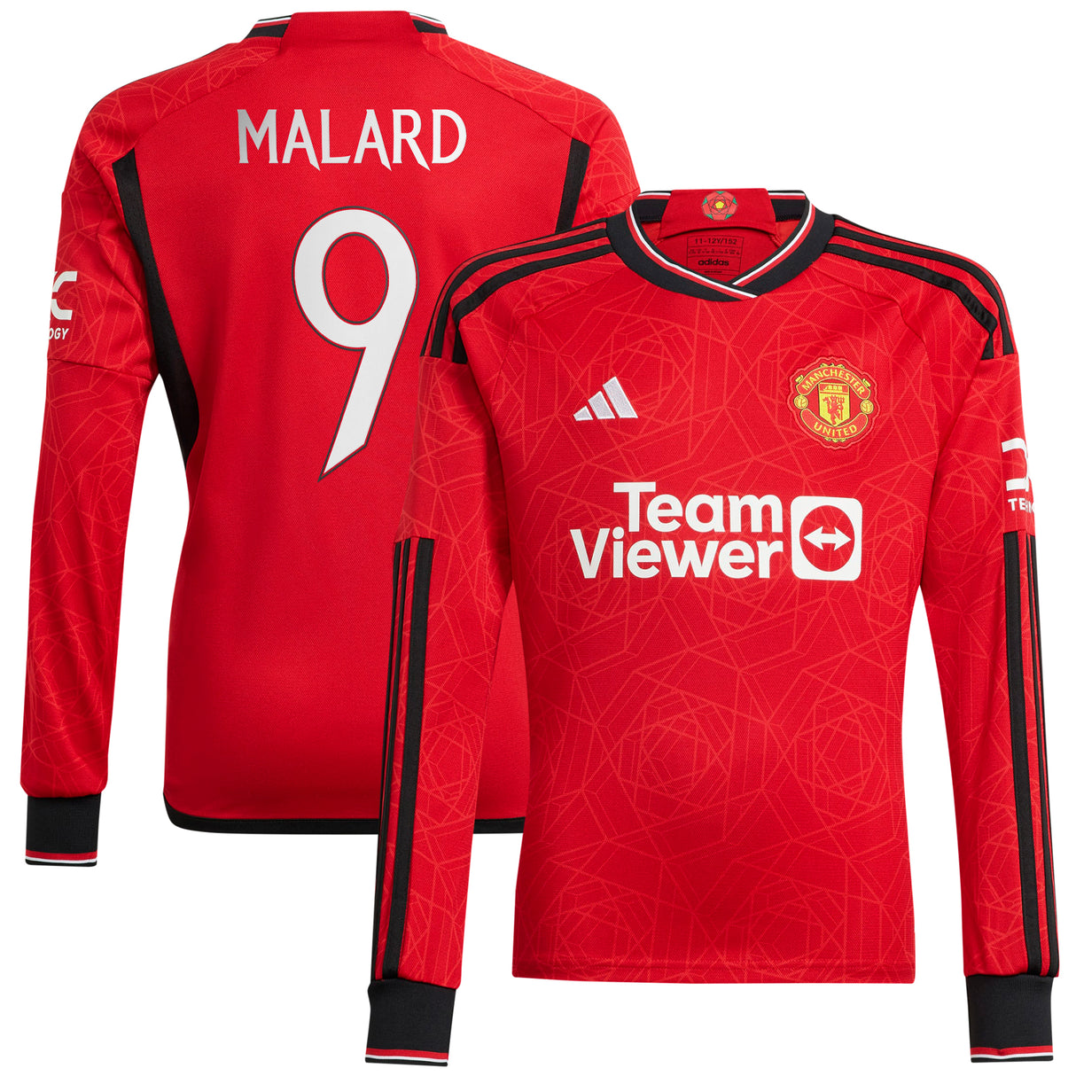 Manchester United Cup adidas Home Shirt 2023-24 - Long Sleeve - With Malard 9 Printing - Kit Captain