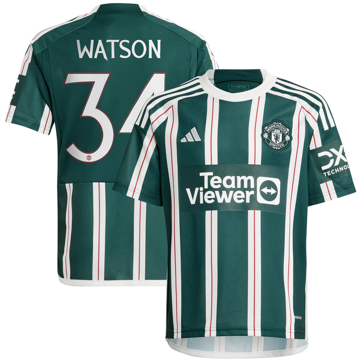 Manchester United Cup adidas Away Shirt 2023-24 - Kids - With Watson 34 Printing - Kit Captain