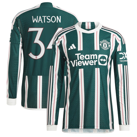 Manchester United Cup adidas Away Authentic Shirt 2023-24 - Long Sleeve - With Watson 34 Printing
