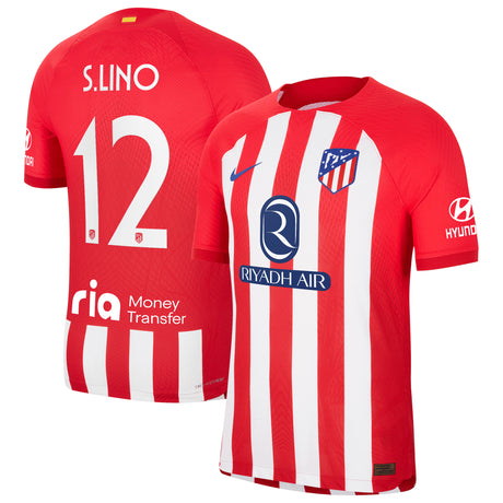 Atlético de Madrid Metropolitano Nike Home Vapor Match Shirt 2023-24 with S.Lino 12 printing